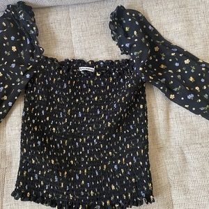 Reformation black floral top - size M